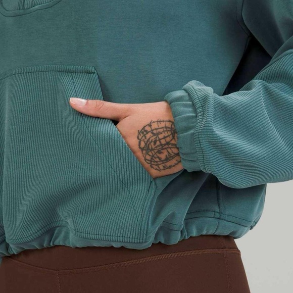 lululemon athletica Tops - lululemon athletica Brushed Softstreme Ribbed Half Zip Teal Sweatshirt